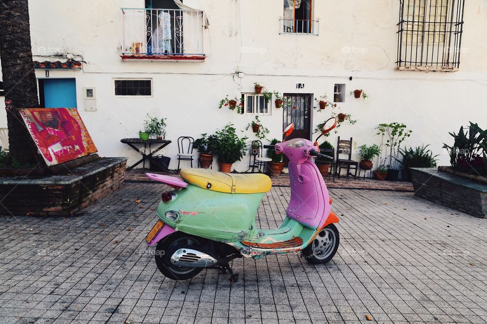 Pretty colored scooter