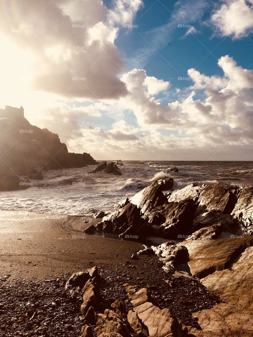 Wildersmouth beach in Ilfracombe, North Devon. Rock, light, sea and sky 