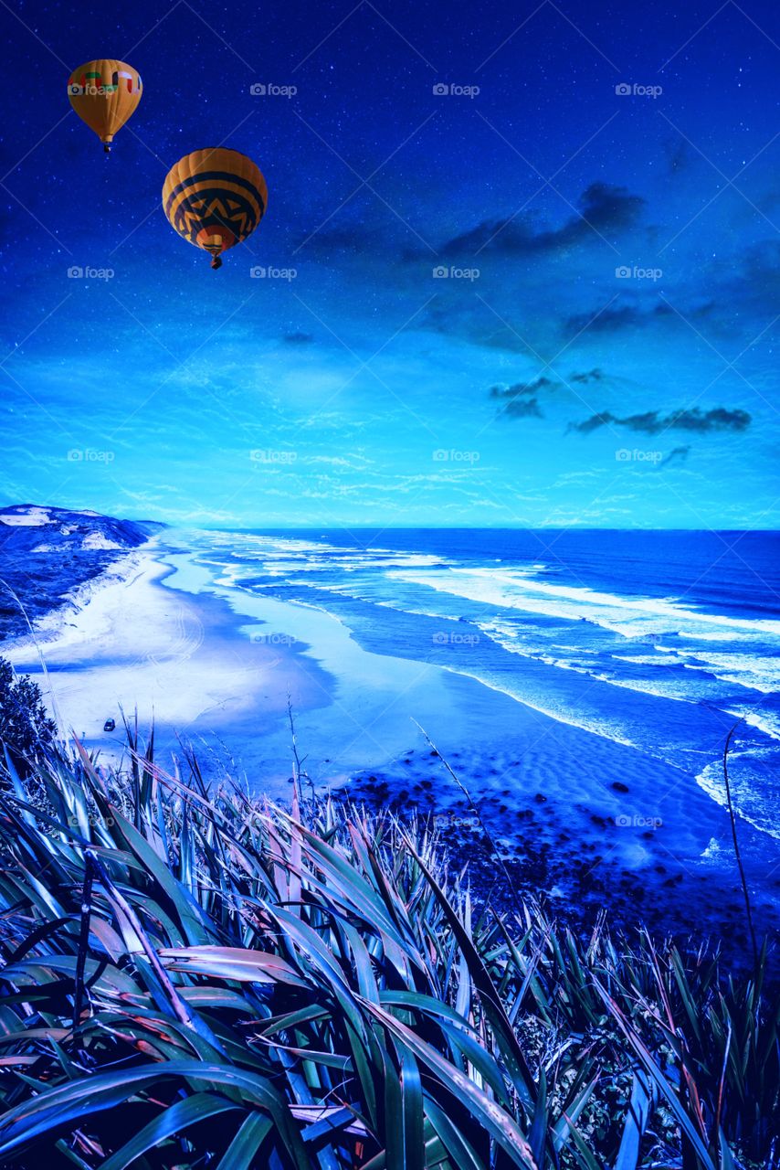 beautiful blue water ocean sea view with cloudy sky photography