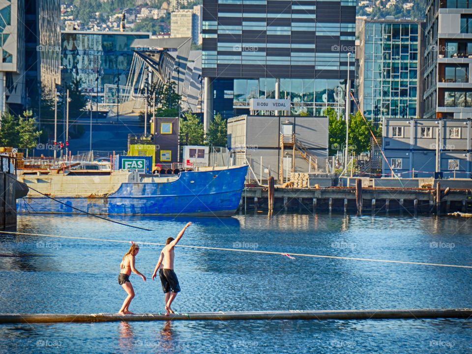 Balancing at the waterfront