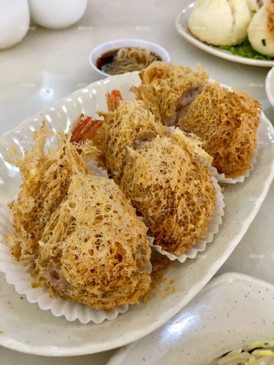 Fried prawn yam dumplings