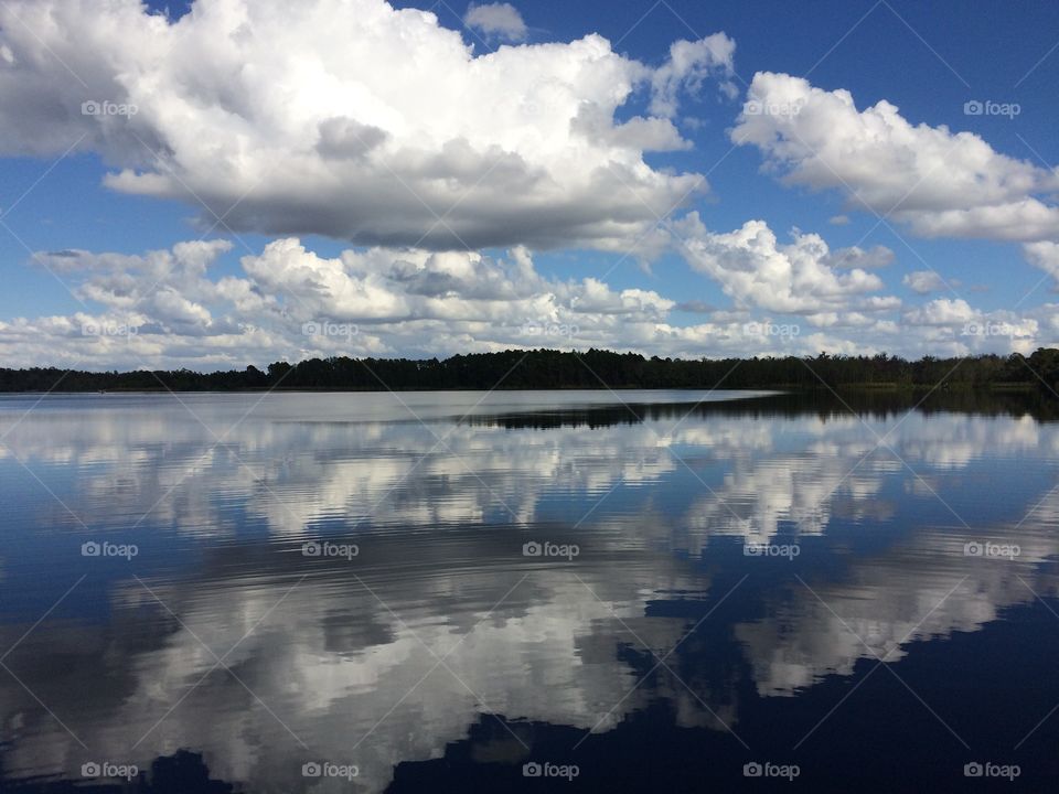 Clouds reflected on water