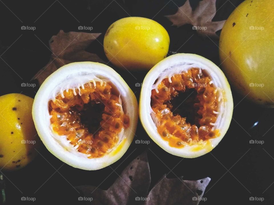 inside of passion fruit