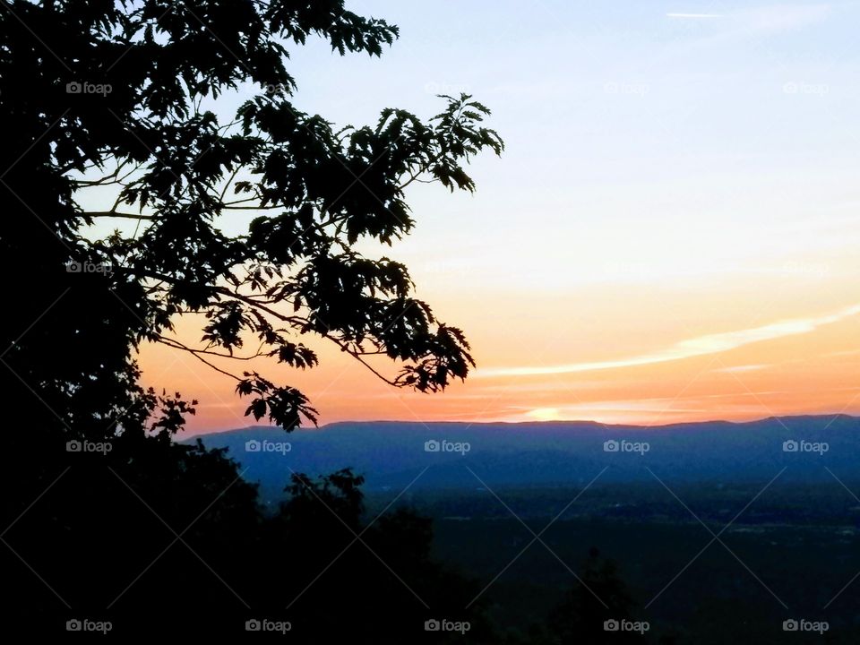 mountain hillside sunset
