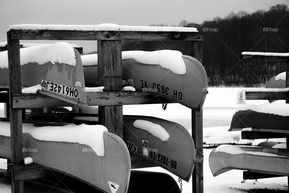 Canoes in the snow