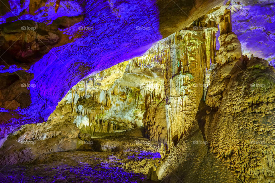 famous prometheus cave near Kutaisi with many stalactites and stalagmites