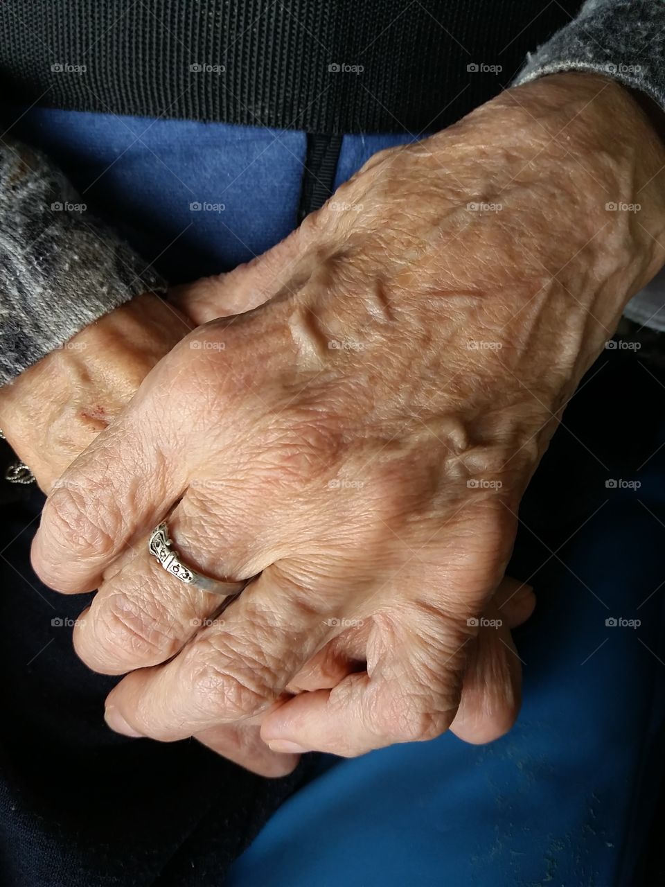 Close-up of senior adults hand