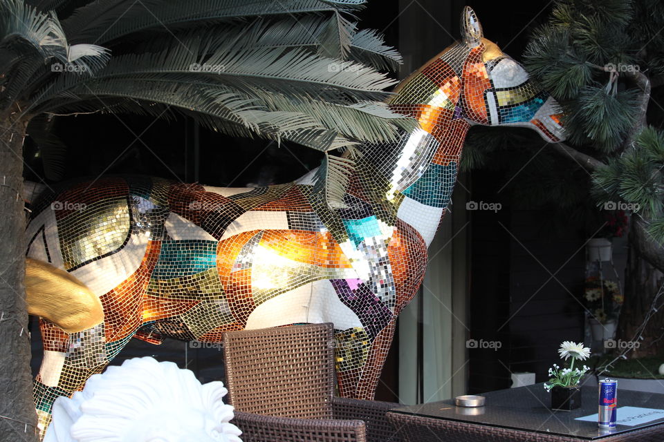 Mosaic mirrored horse at Pattaya Thailand 