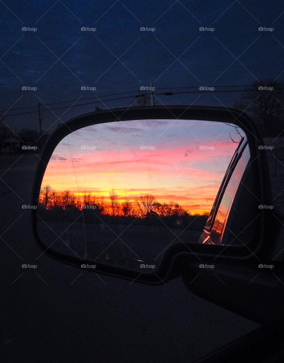 Sunset mirror reflection