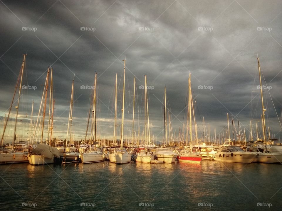 Corfu-Greece , Sailing boats resting in warm sunlight