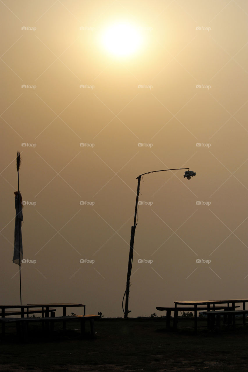 sunrise with fog abc nepal