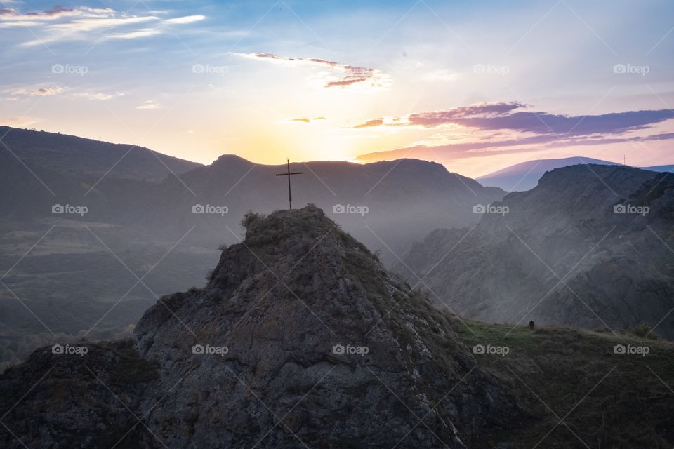 Beautiful sunrise in Akhalsikhe Georgia at Rabati castle 