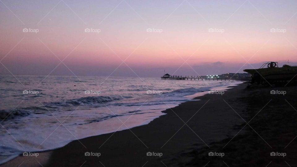 A magnificent sunset colors in Side, Turkey