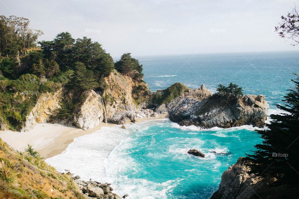 mountain view water-falls