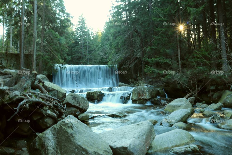 Wild Waterfall in Karpacz, Poland.