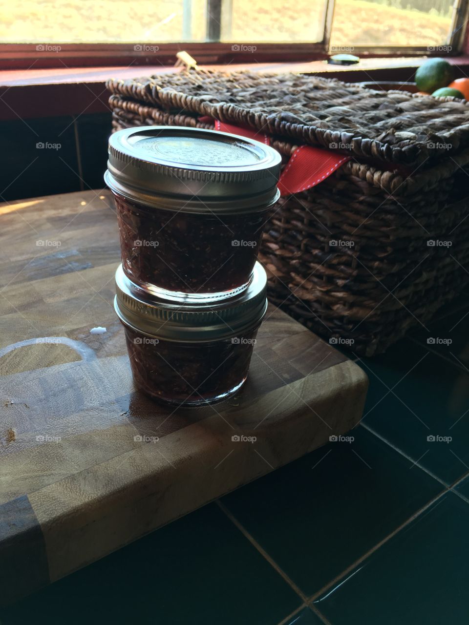 Homemade jam in a country kitchen. 
