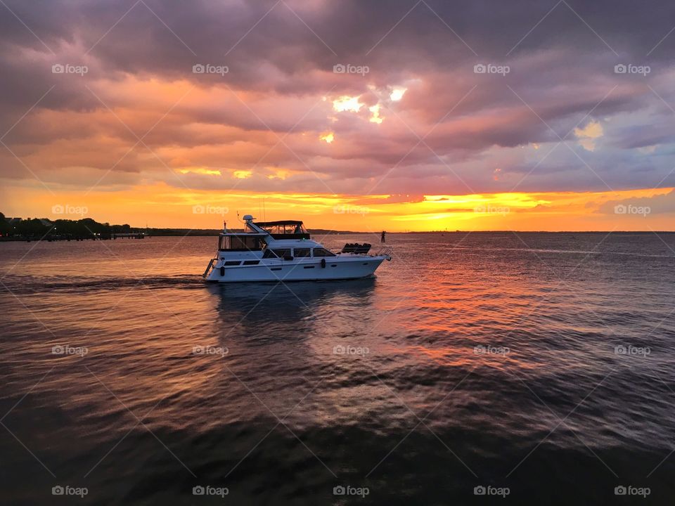 Water, Sunset, No Person, Watercraft, Sea