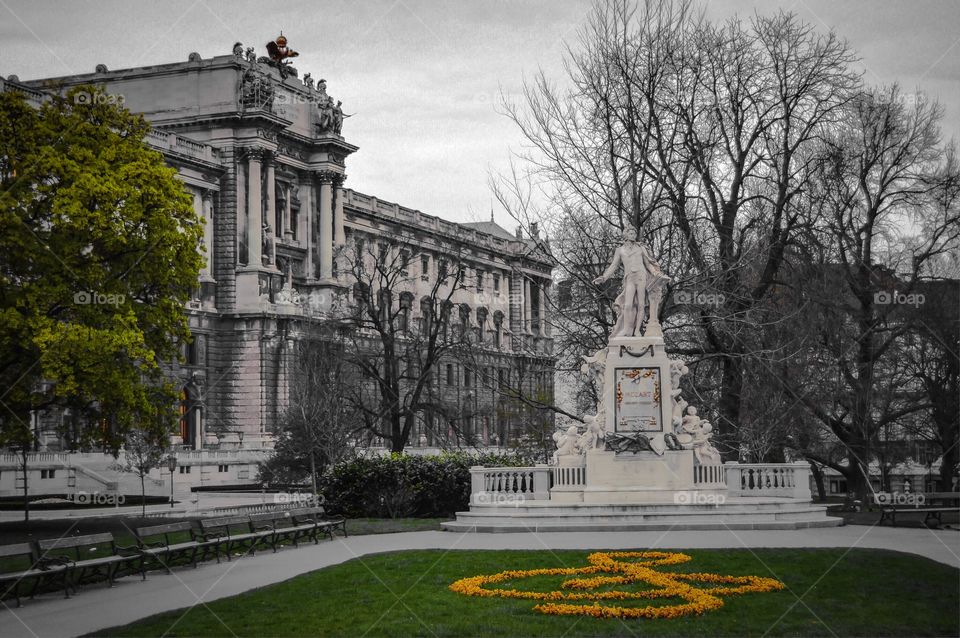Mozart statue in Burggarten Park, Vienna, Austria