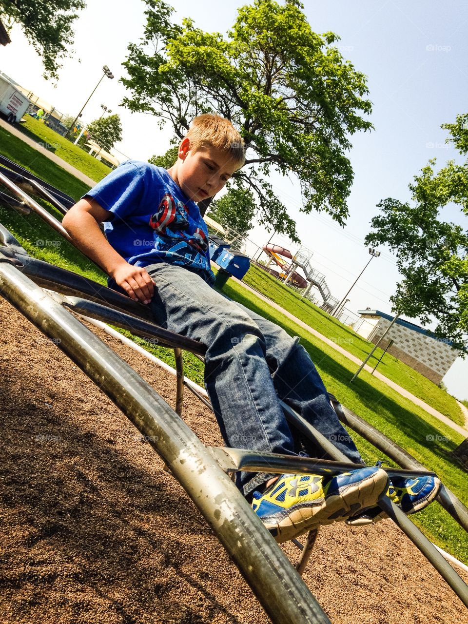 Boy playing in playground