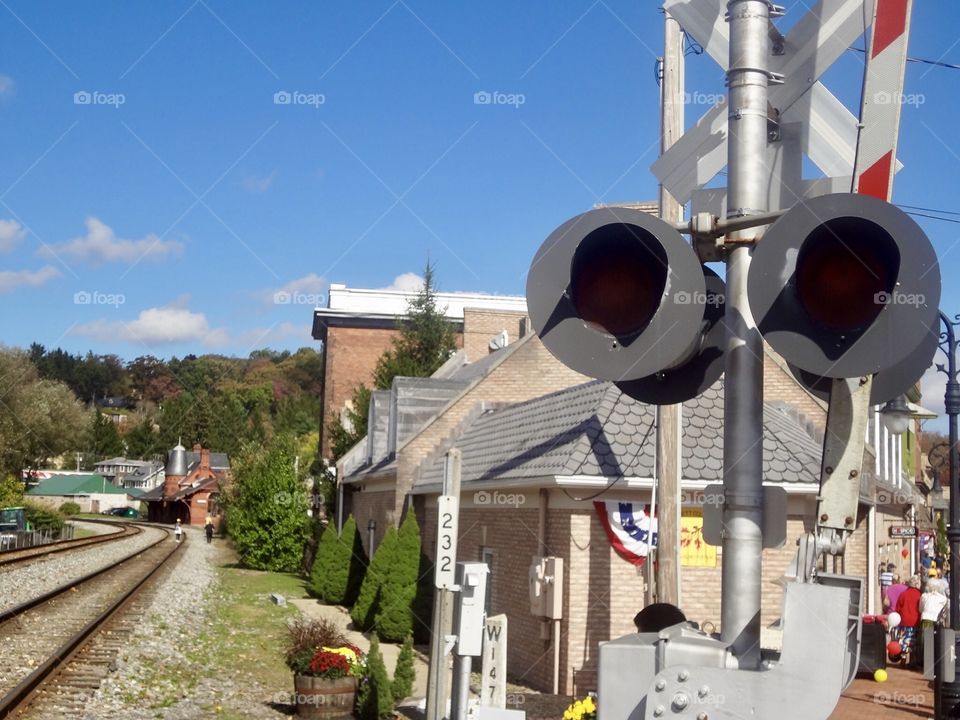 Railroad tracks and crossing