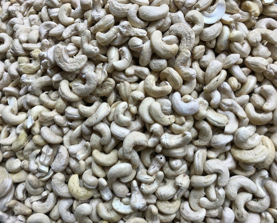 Cashew nuts on display 