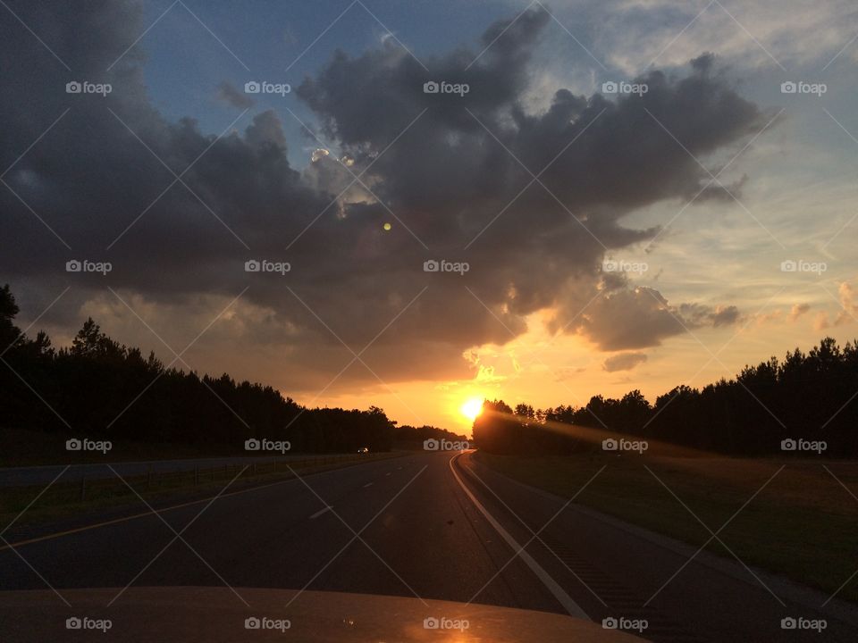 North Carolina Highway Sunset