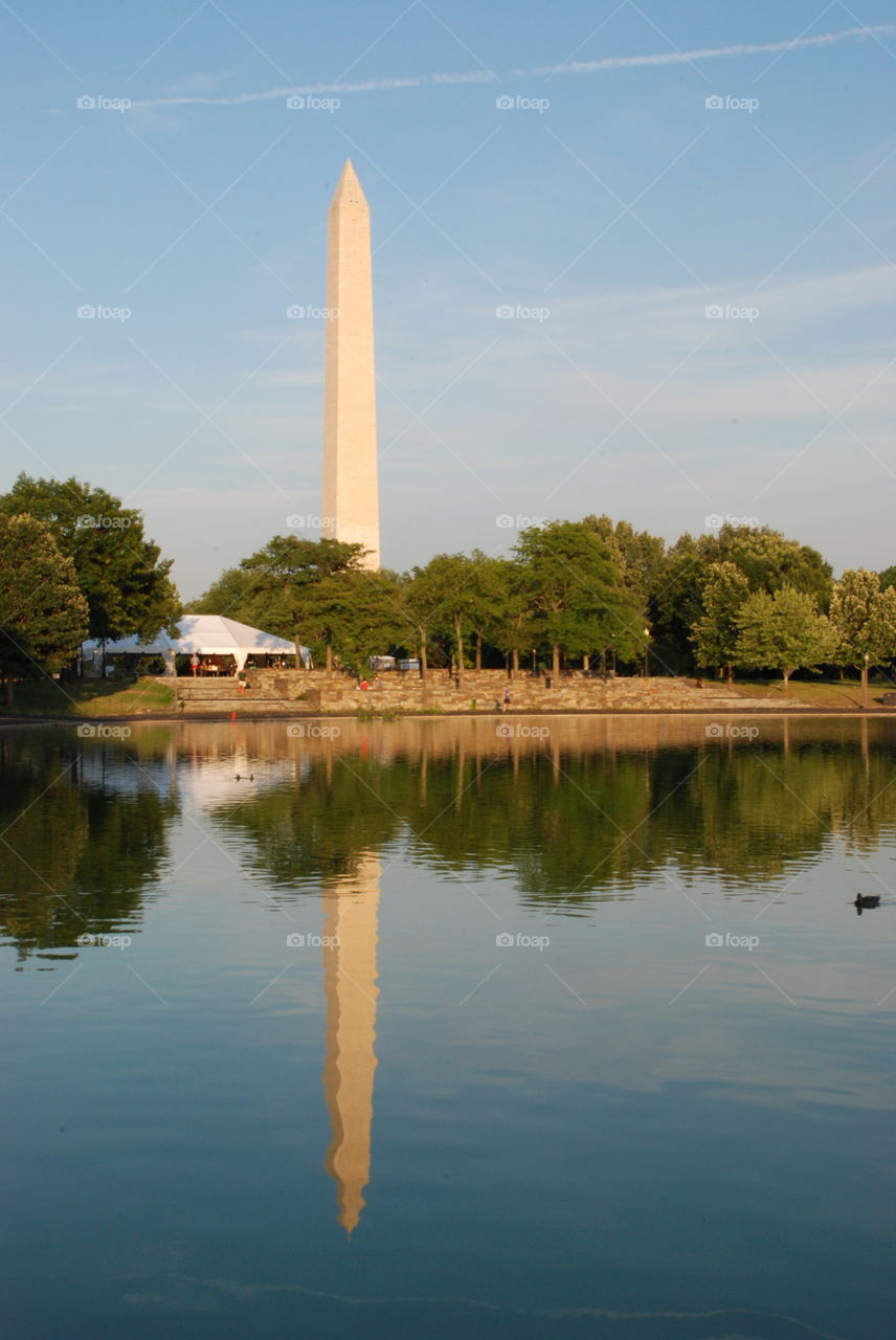 Constitution Gardens Pond with Washington Monument