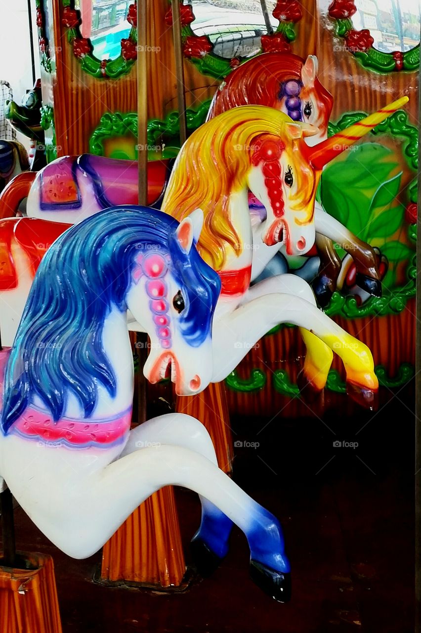merry-go-round horses. colorful merry-go-round horses