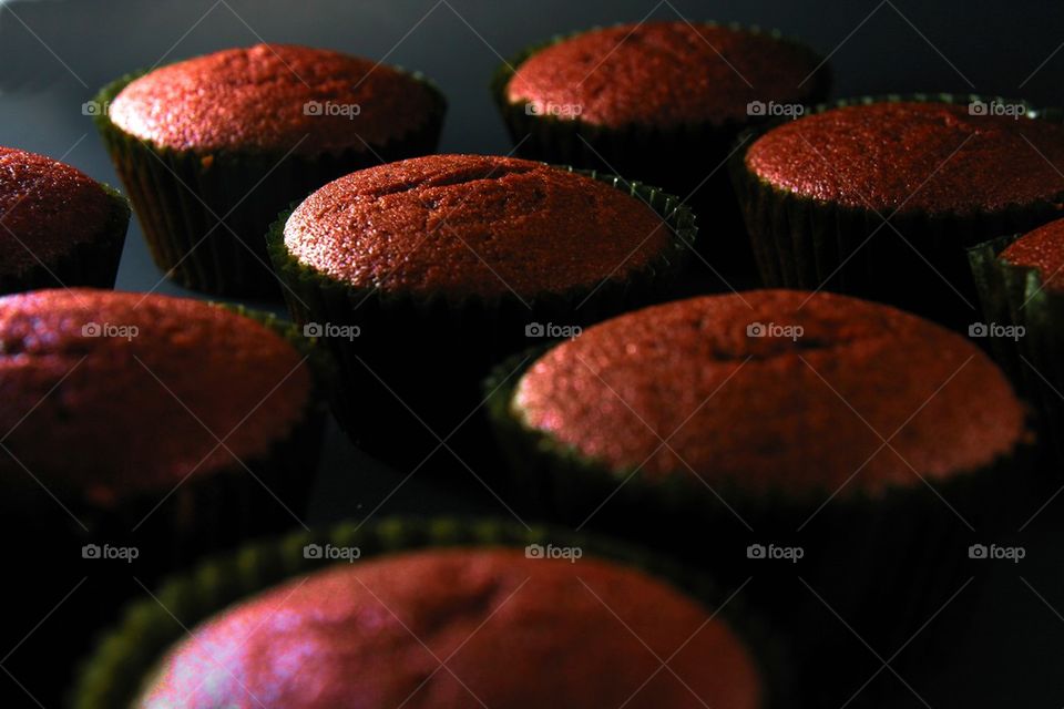 freshly baked red velvet cupcakes