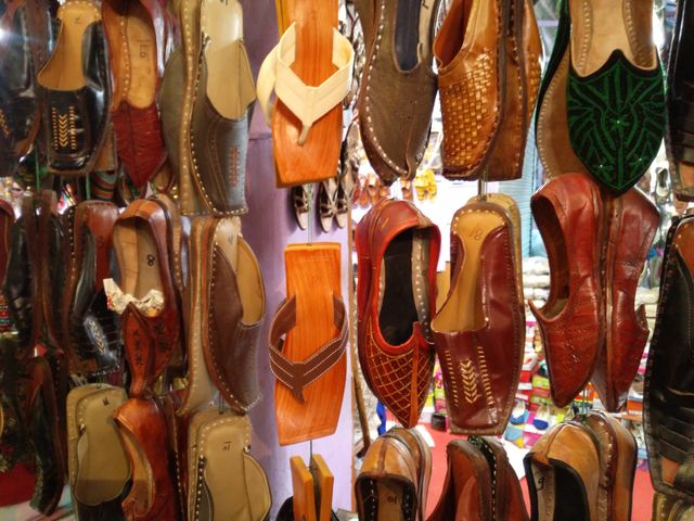 hand made leather shoes .