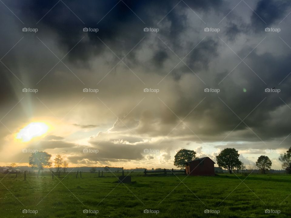 Sunset over the farmfields