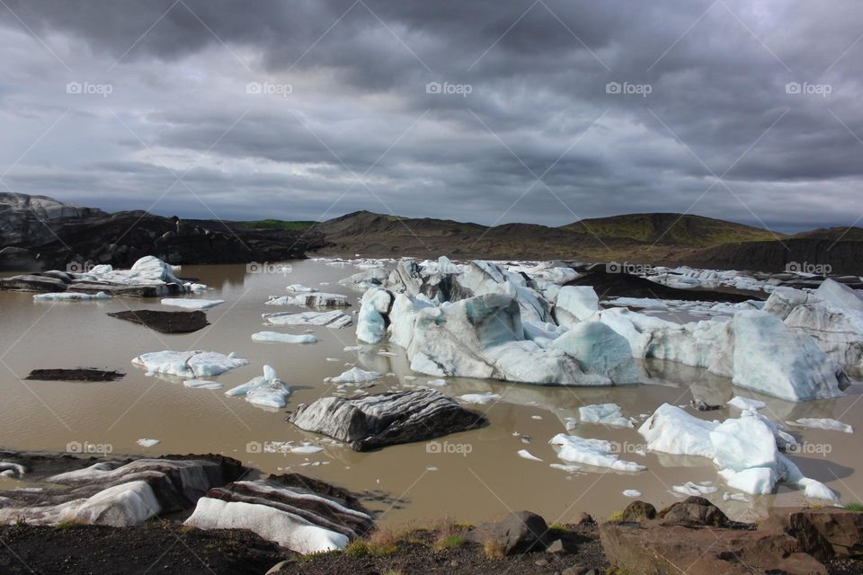 Icebergs in glacier lagoon