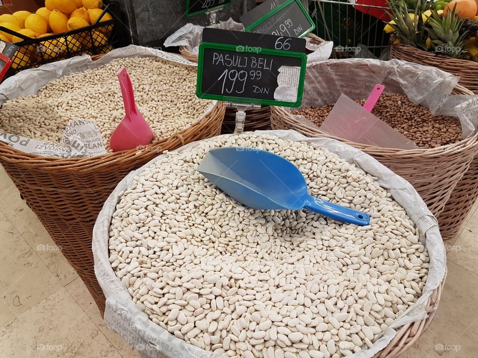 beans and rice in the supermarket