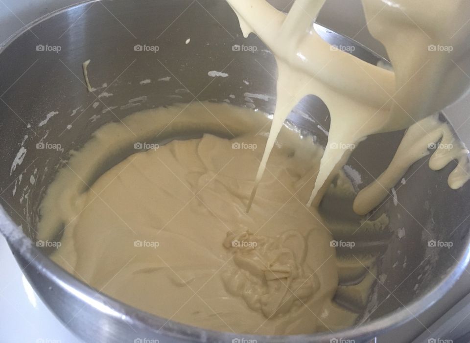 Cake Batter in the Mixer Bowl 