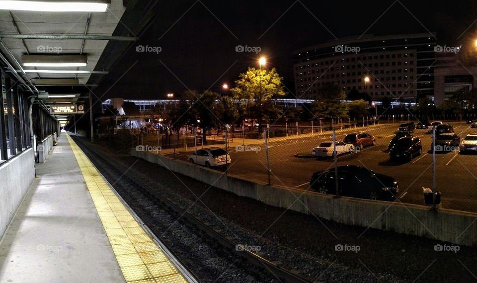 Train Station Platform at Night