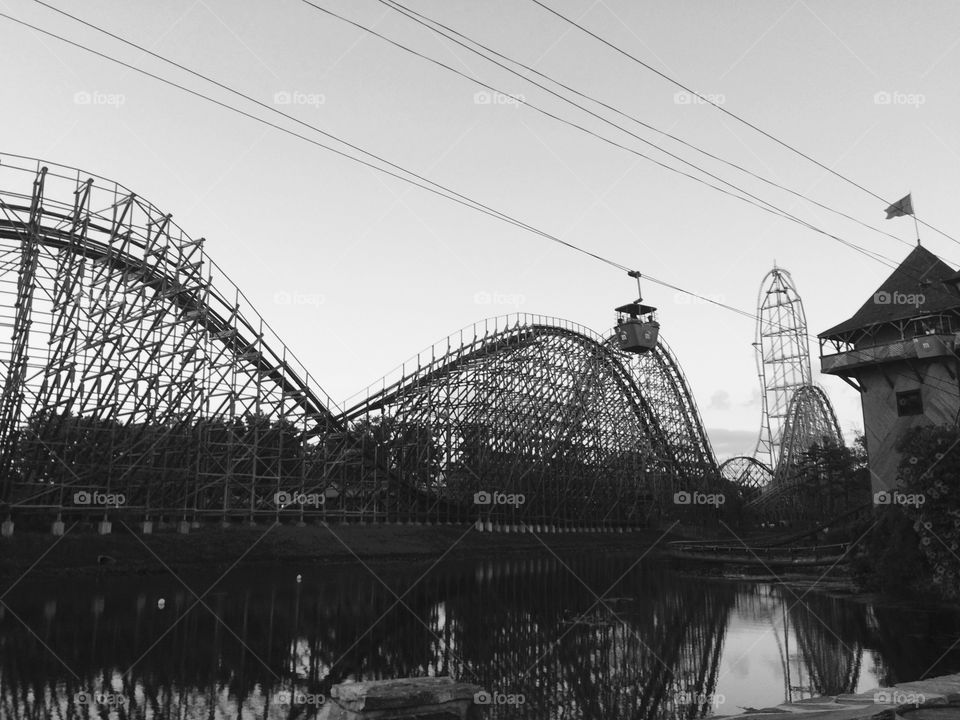 Six flags roller coaster . In NJ