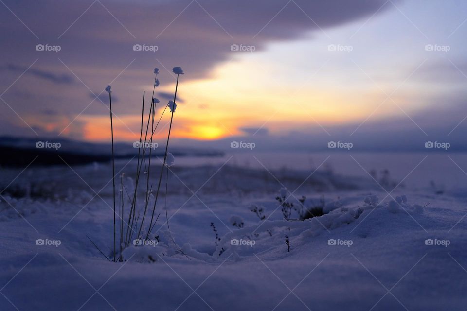 sunset on Baikal lake