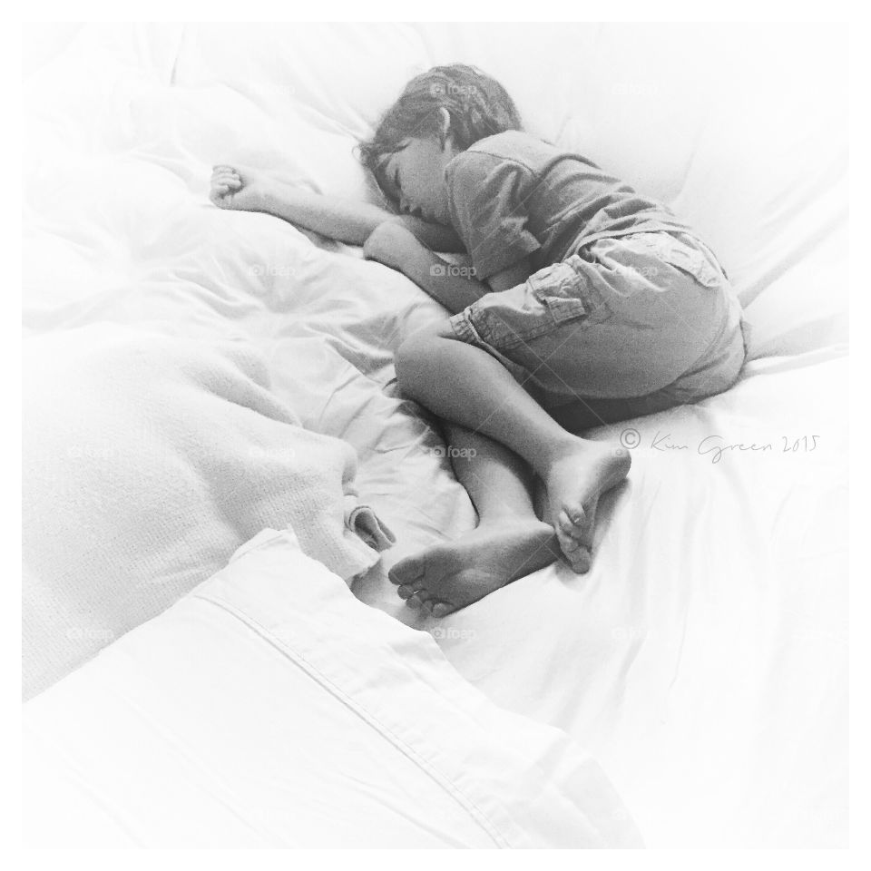 Boy Sleeping in Black and White. Young boy asleep/black and white/portrait 