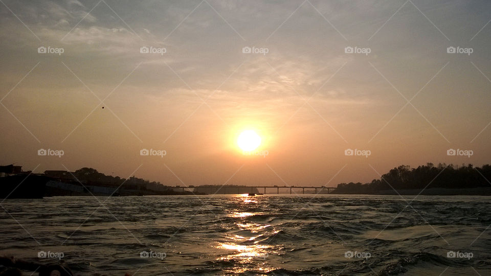 Sunset at Narayani River.  Warm and Beautiful.