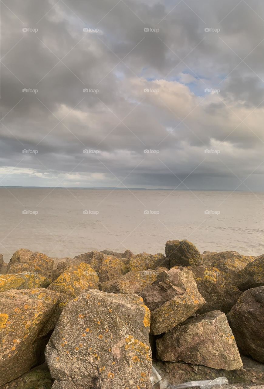 Lost Paradise. Overlooking the Welsh sea, uk. iPhone camera in colour portrait. 