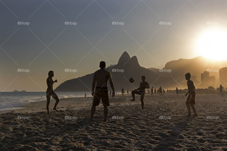 Locals Playing Beach Soccer in Ipanema Beach, Rio de Janeiro