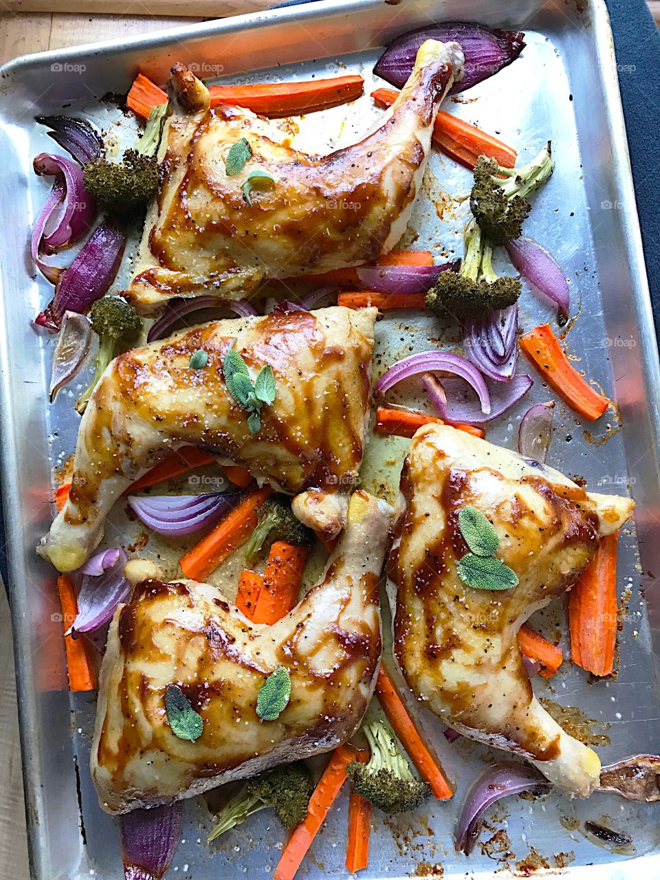 Chicken meal in a baking sheet
