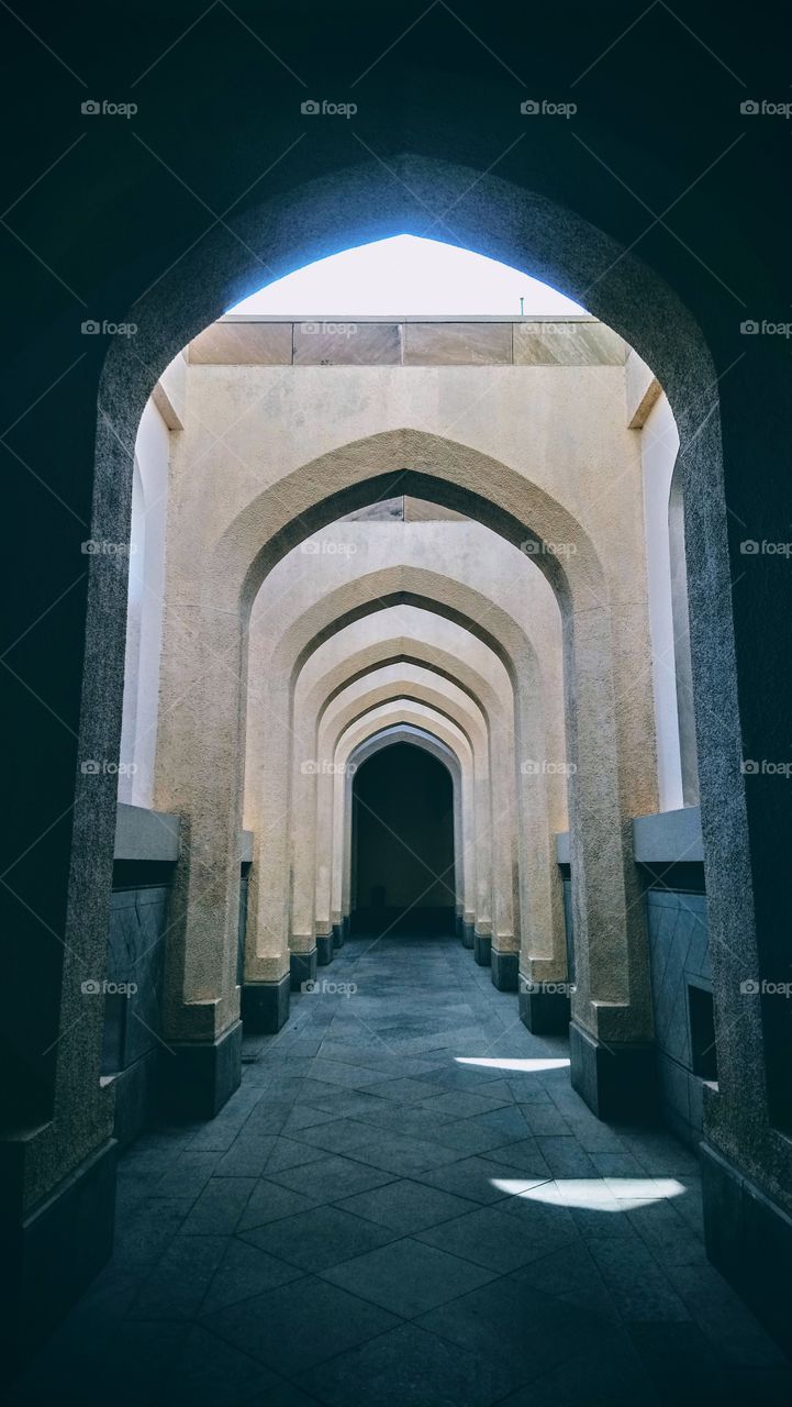 Satisfyingly symmetrical arches at the gate museum in Muscat