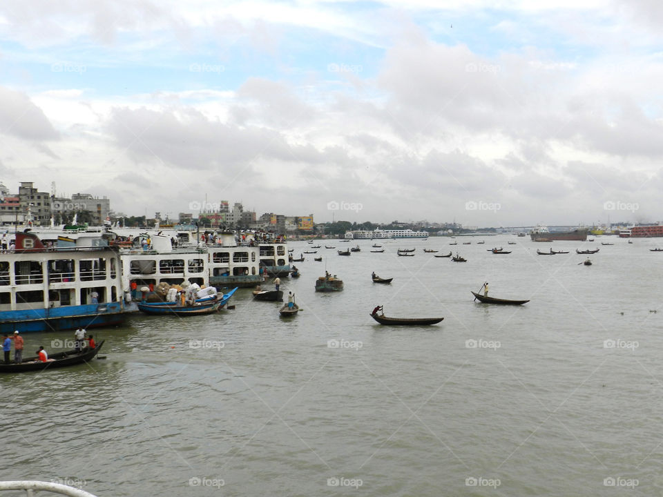 Buriganga river. river of dhaka ...busy time 