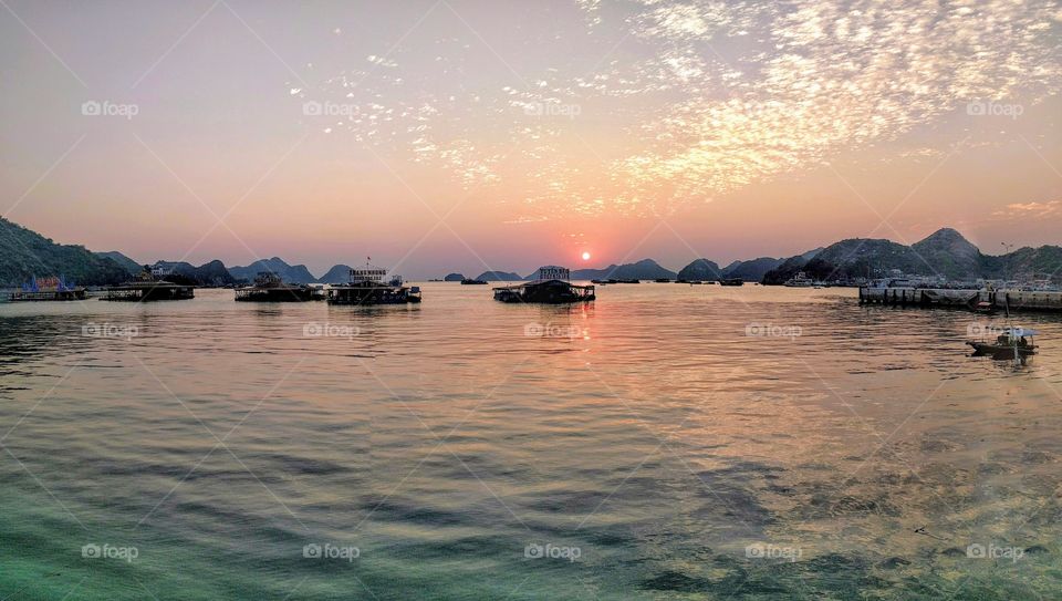 sunset in Cat Ba Island, Vietnam