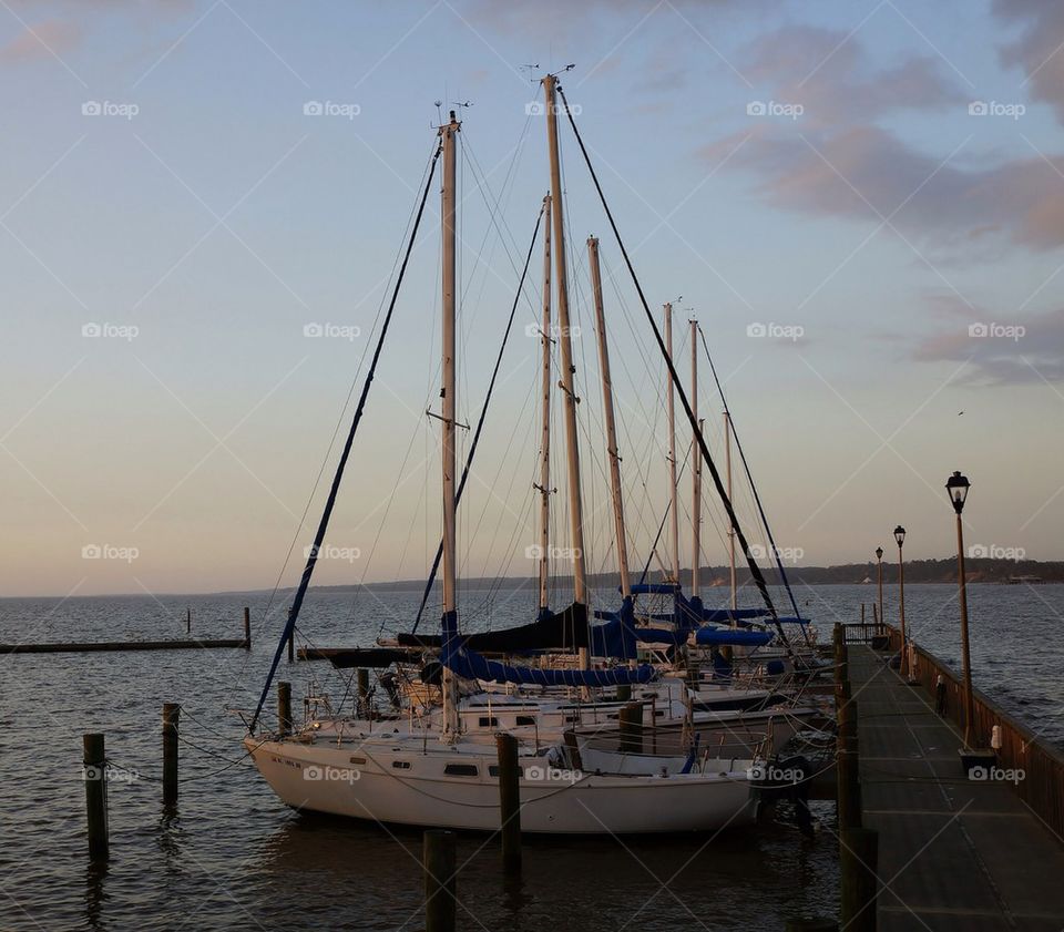 Sail boats at sundown