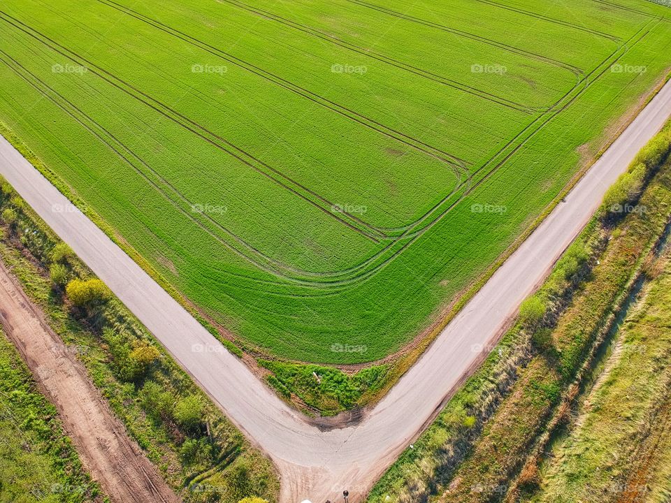 Road symmetry. The photo was taken with a drone.