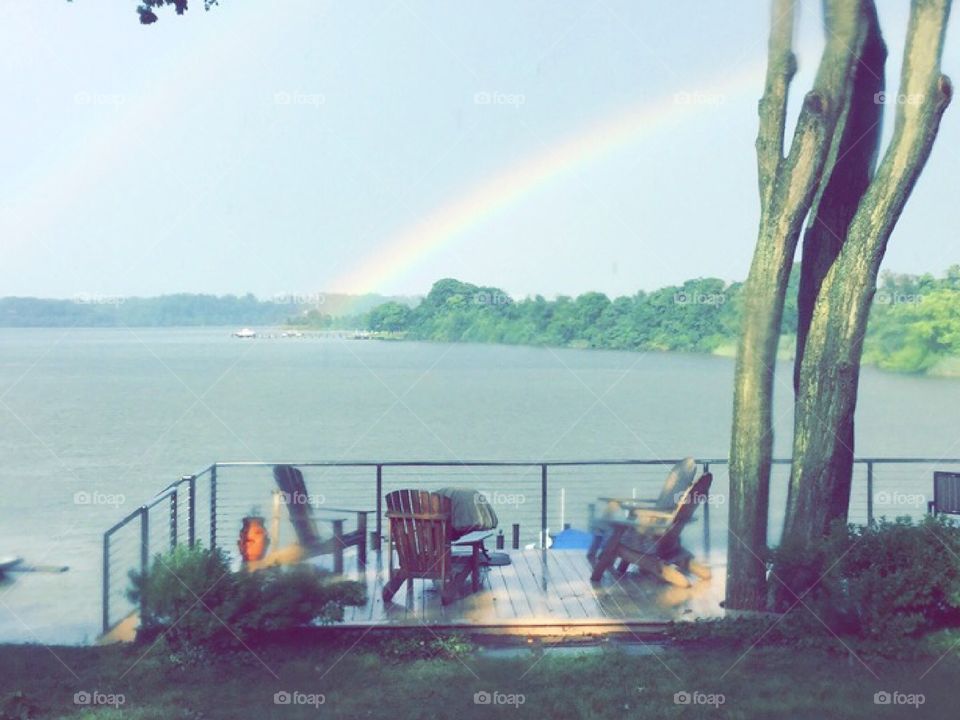 Double rainbow on water