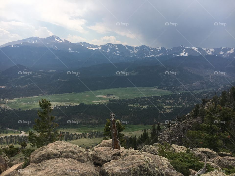 Rocky Mountain National Park. Boulders skies mountains and valleys. 