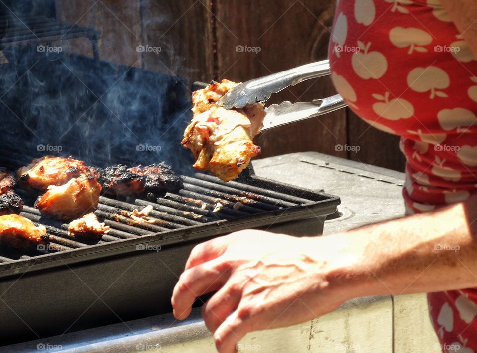 Cooking Chicken On The Barbecue